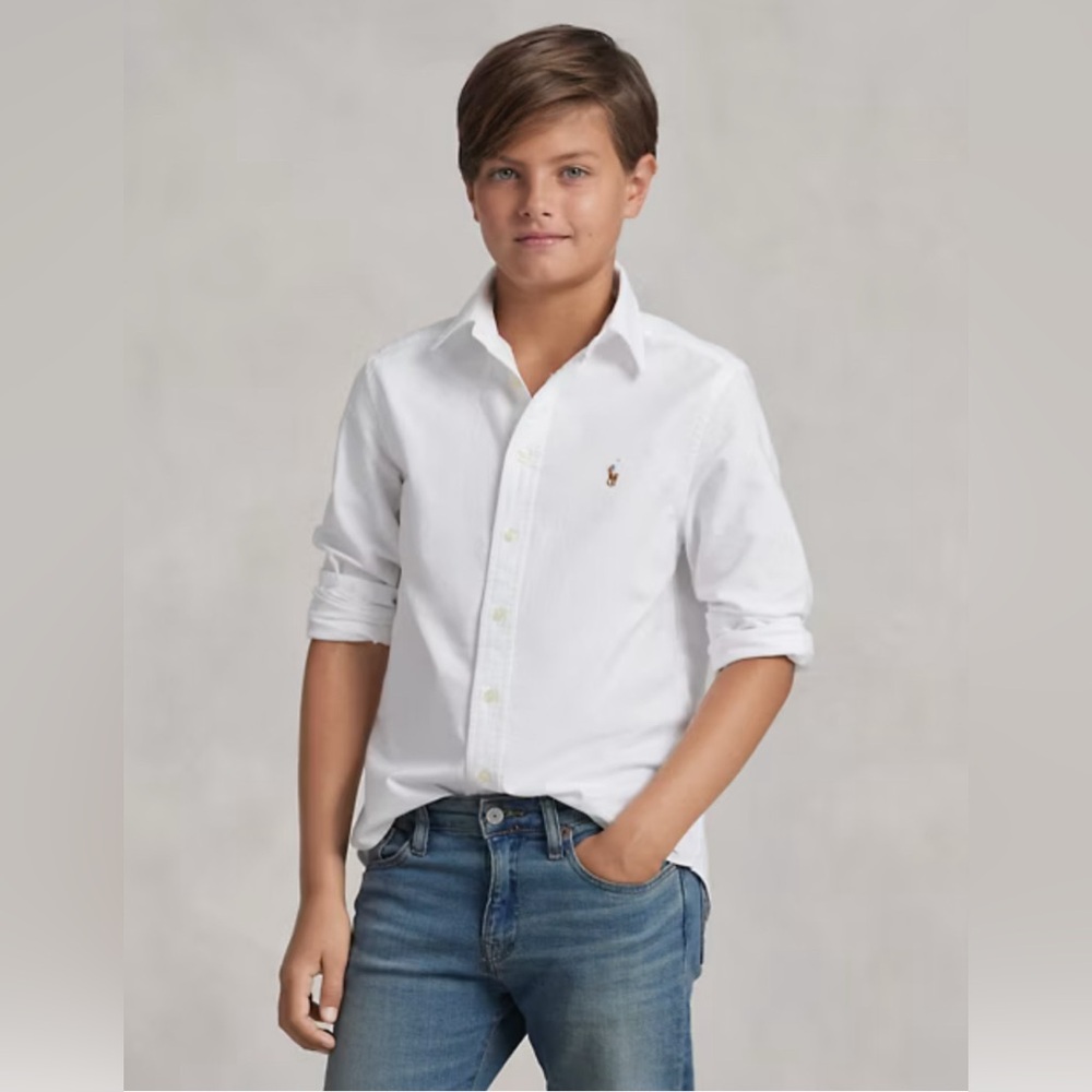 Ralph Lauren Boys Sz 7 White Iconic Oxford Button Down